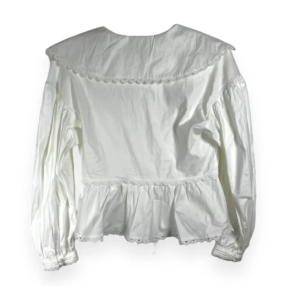 Reformation White Cotton Renna Blouse Top Size 2 - Picture 10 of 13